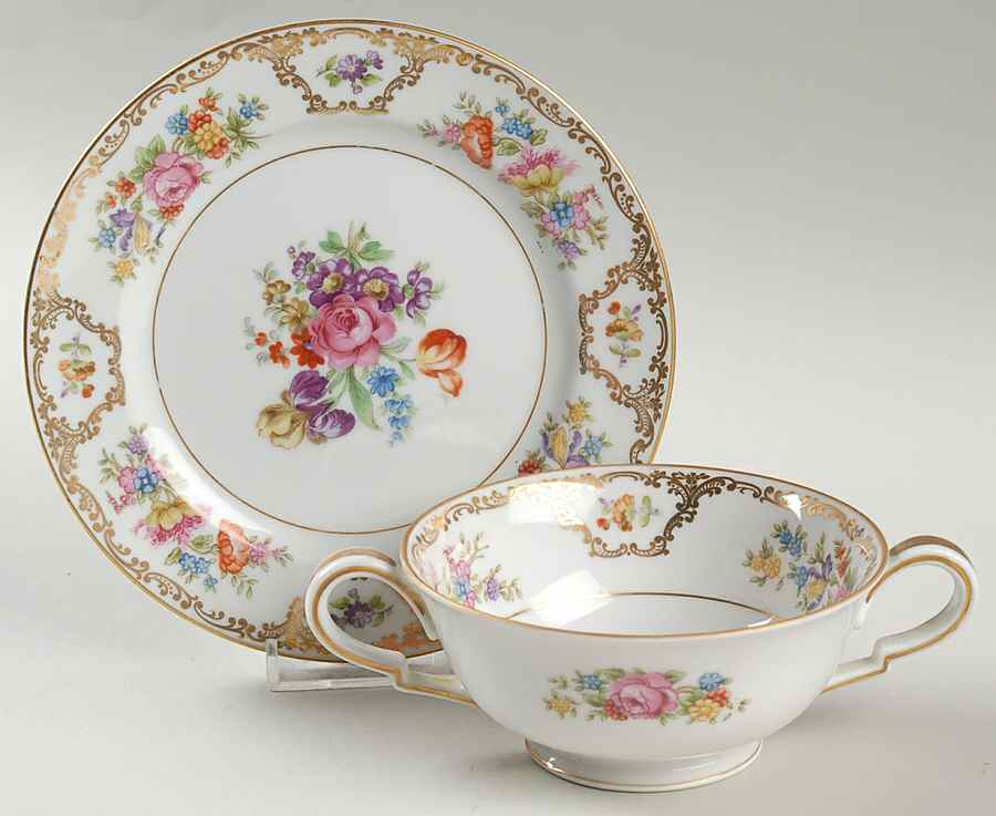 Dresleigh Footed Cream Soup Bowl & Saucer Set by Noritake-1