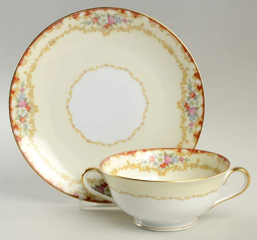 Dubarry Footed Cream Soup Bowl & Saucer Set by Noritake-1
