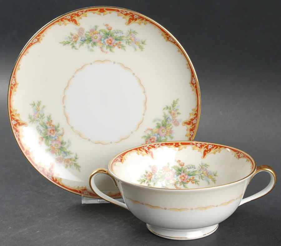 Dudley Footed Cream Soup Bowl & Saucer Set by Noritake-1