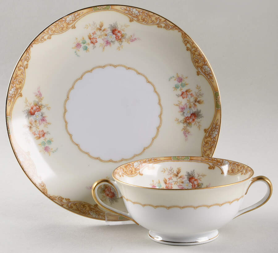 Durena Footed Cream Soup Bowl & Saucer Set by Noritake-1