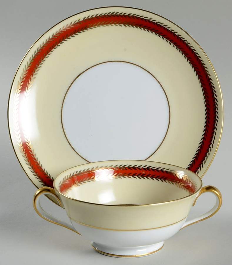 Durga Footed Cream Soup Bowl & Saucer Set by Noritake-1