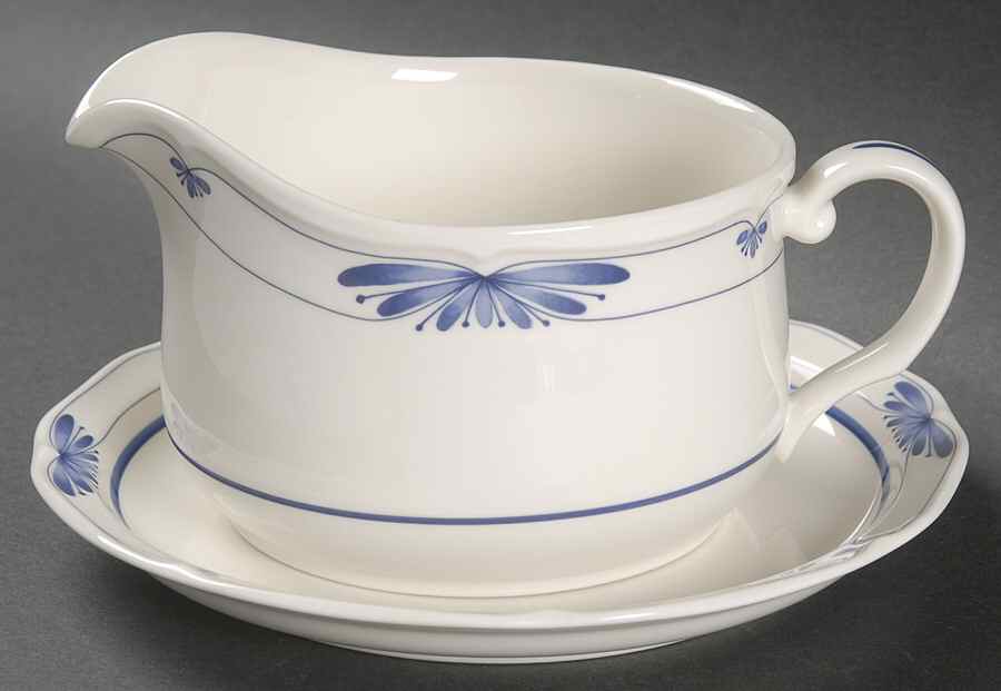 Dutch Tile Rd Gravy Boat & Stand (Uses Bread & Butter Plate) by Noritake-1