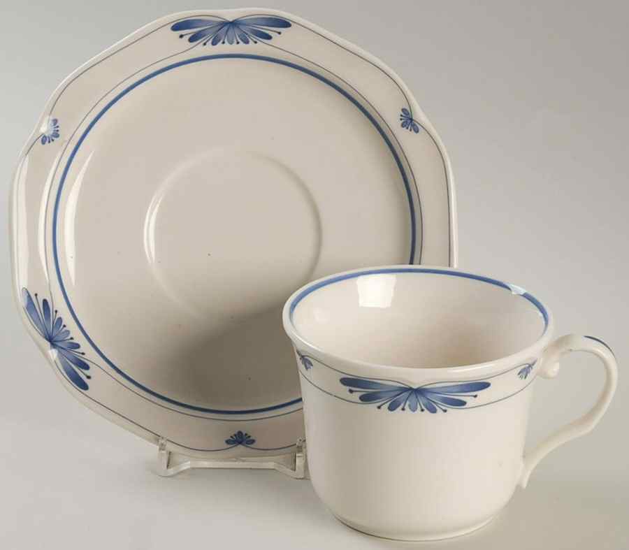 Dutch Tile Flat Cup & Saucer Set by Noritake-1