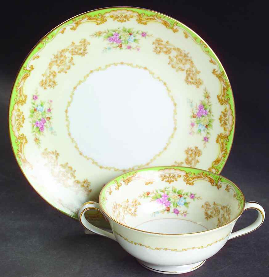 Edinboro Footed Cream Soup Bowl & Saucer Set by Noritake-1