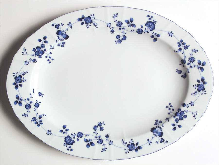 Elegance In Blue 14" Oval Serving Platter by Noritake-1
