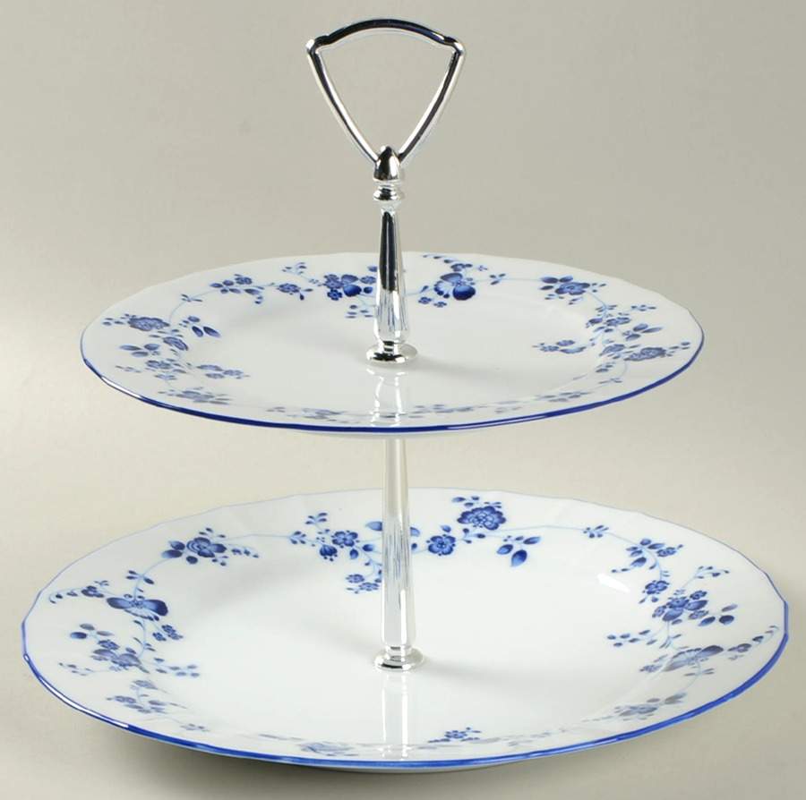 Elegance In Blue 2 Tiered Serving Tray (Dinner & Salad Plate) by Noritake-1