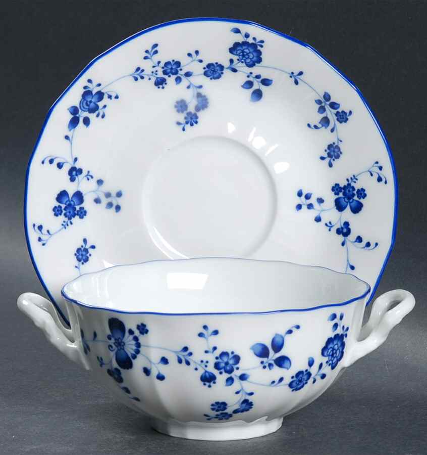 Elegance In Blue Flat Cream Soup Bowl & Saucer Set by Noritake-1