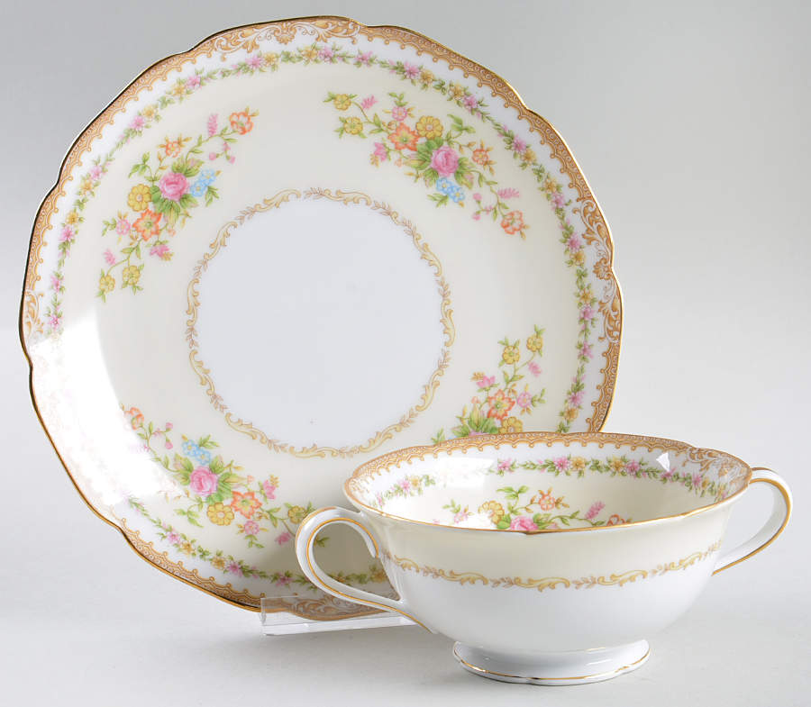 Elena Footed Cream Soup Bowl & Saucer Set by Noritake-1