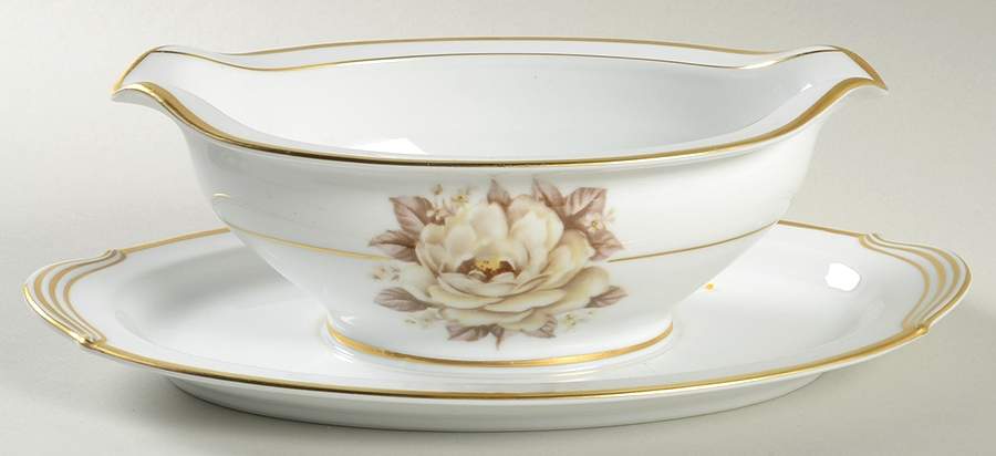Elizabeth Gravy Boat with Attached Underplate by Noritake-1