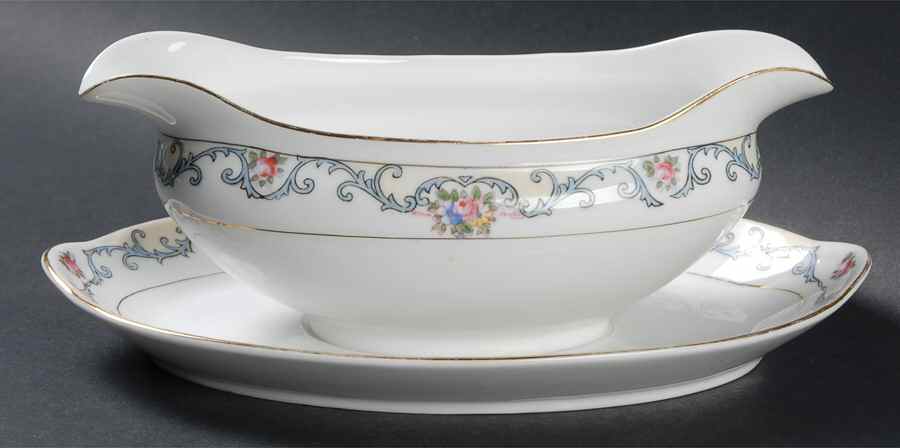 Elmwood Gravy Boat with Attached Underplate by Noritake-1