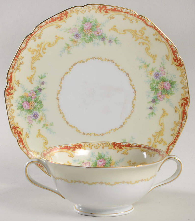Elnora Footed Cream Soup Bowl & Saucer Set by Noritake-1