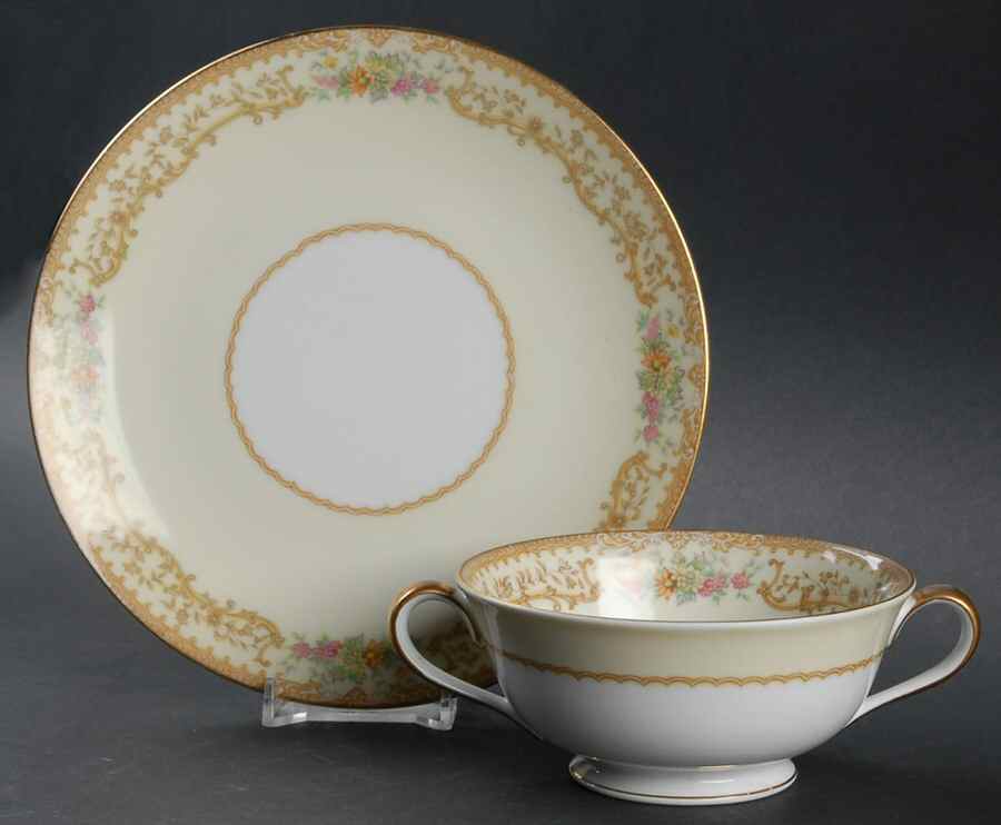 Elvira Footed Cream Soup Bowl & Saucer Set by Noritake-1