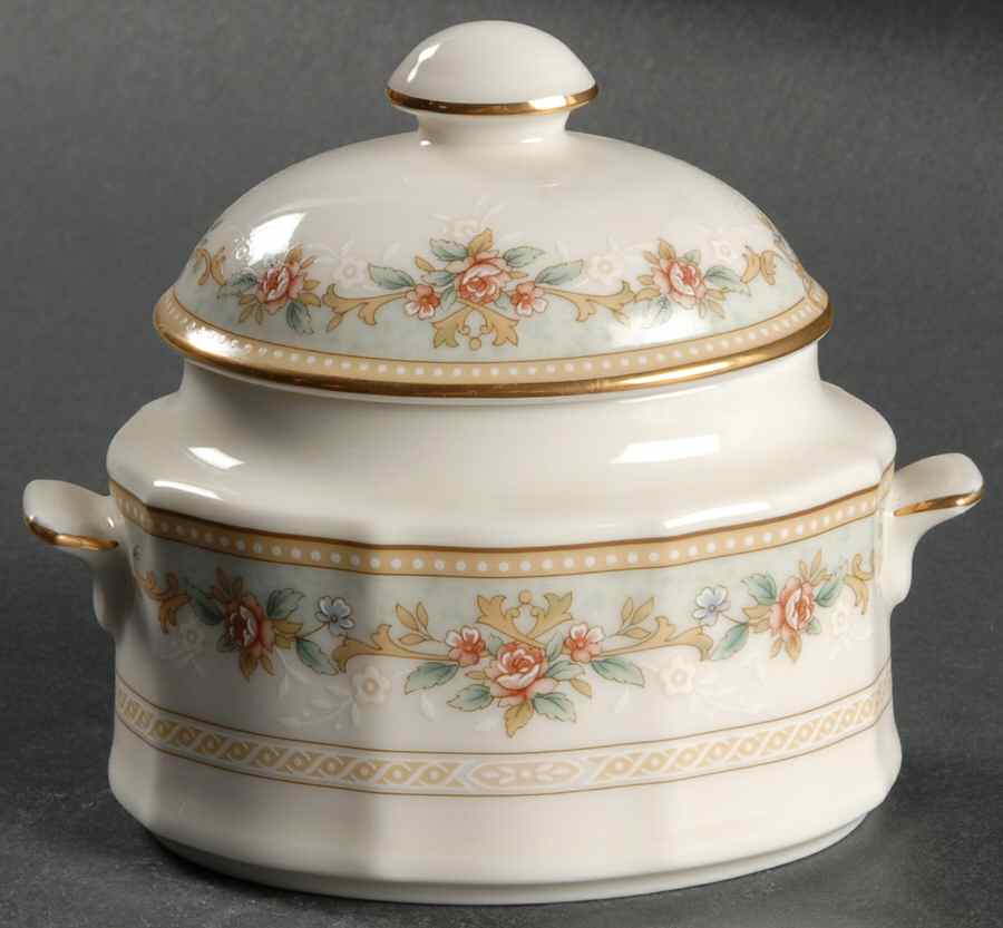 English Flowers Sugar Bowl & Lid by Noritake-1