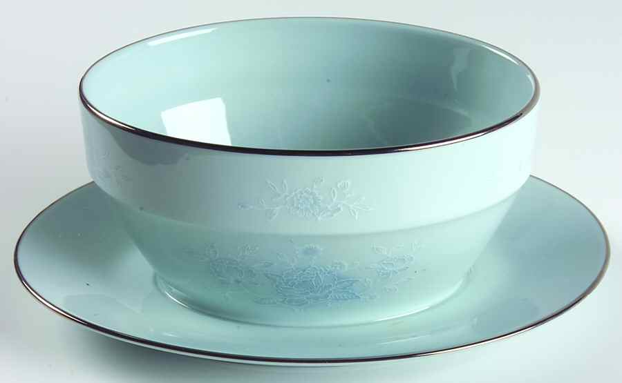 Engagement Blue Green Gravy Boat with Attached Underplate by Noritake-1