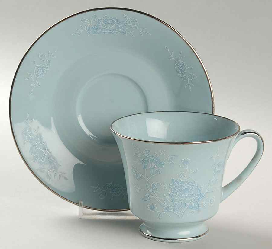Engagement Blue Green Footed Cup & Saucer Set by Noritake-1