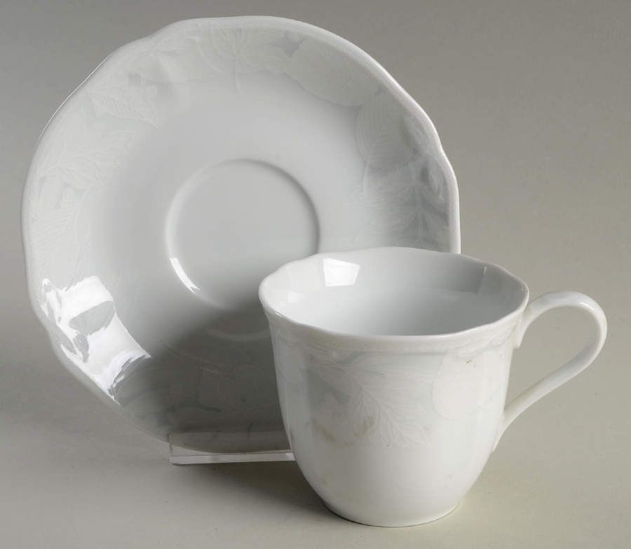 Engravings Flat Cup & Saucer Set by Noritake-1
