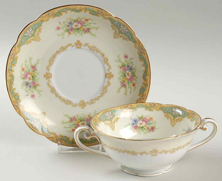 Enid Footed Cream Soup Bowl & Saucer Set by Noritake-1