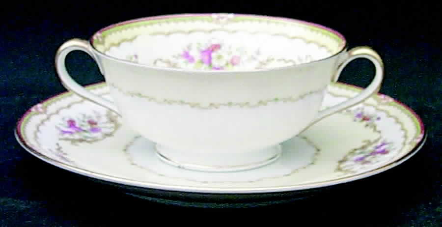Erinus Footed Cream Soup Bowl & Saucer Set by Noritake-1