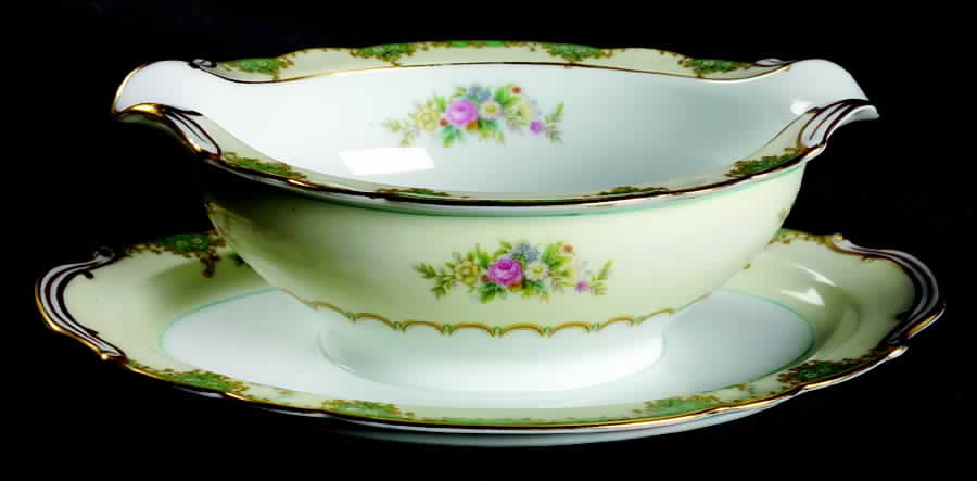 Esmeralda (Older, No #) Gravy Boat with Attached Underplate by Noritake-1