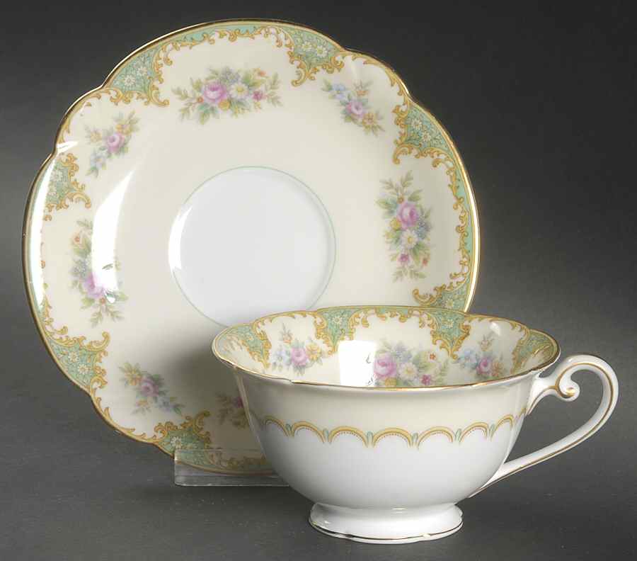 Esmeralda (Older, No #) Footed Cup & Saucer Set by Noritake-1