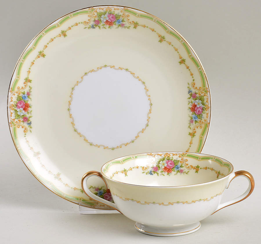 Exeter Footed Cream Soup Bowl & Saucer Set by Noritake-1
