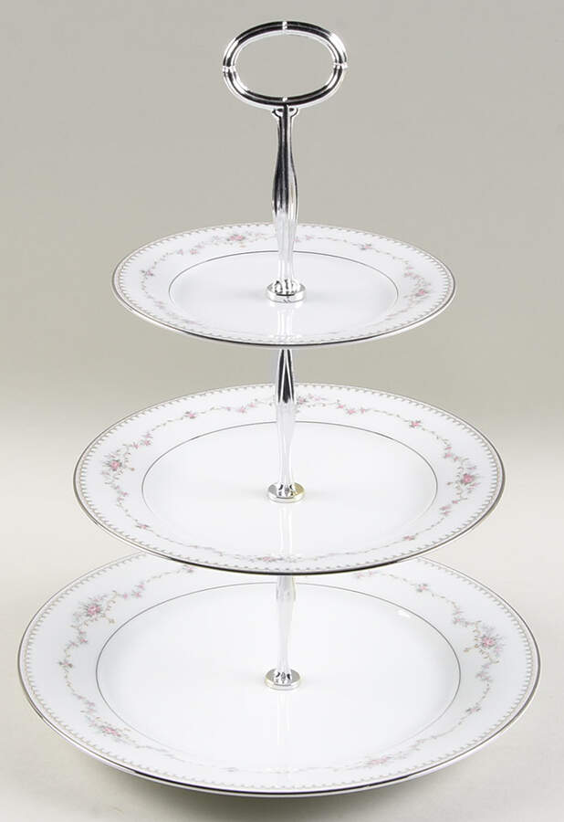 Fairmont (Platinum Trim) 13 7/8"-14 1/4" 3-Tiered Serving Tray(DP,SP,BB) HC by Noritake-1