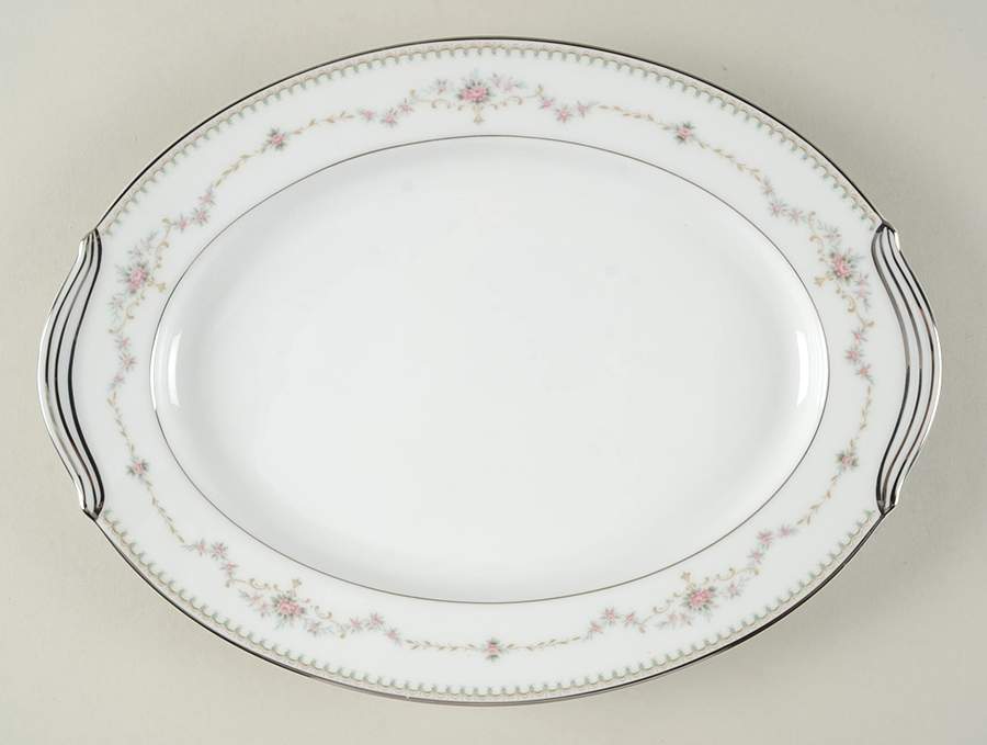 Fairmont (Platinum Trim) 12" Oval Serving Platter by Noritake-1