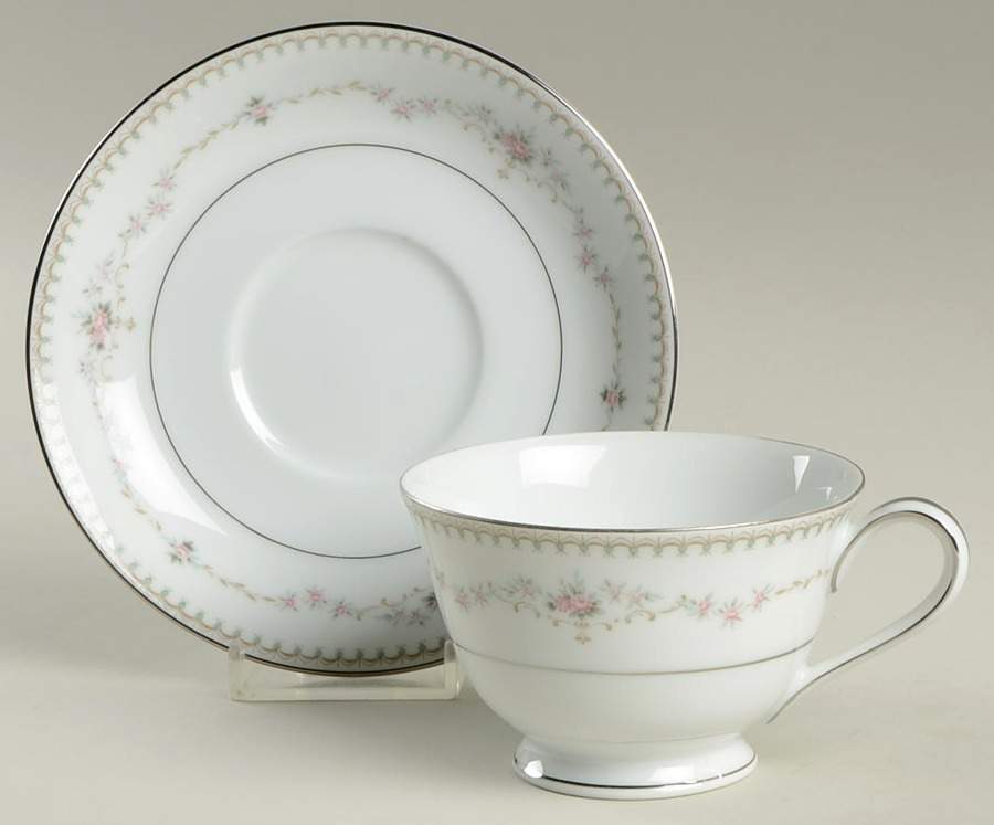 Fairmont (Platinum Trim) Footed Cup & Saucer Set by Noritake-1