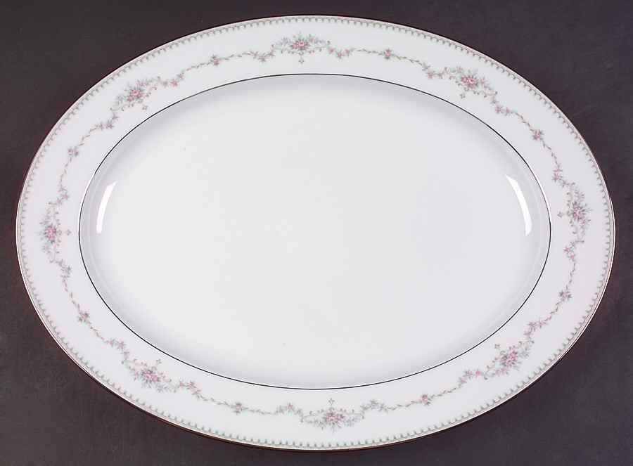 Fairmont (Platinum Trim) 16" Oval Serving Platter by Noritake-1