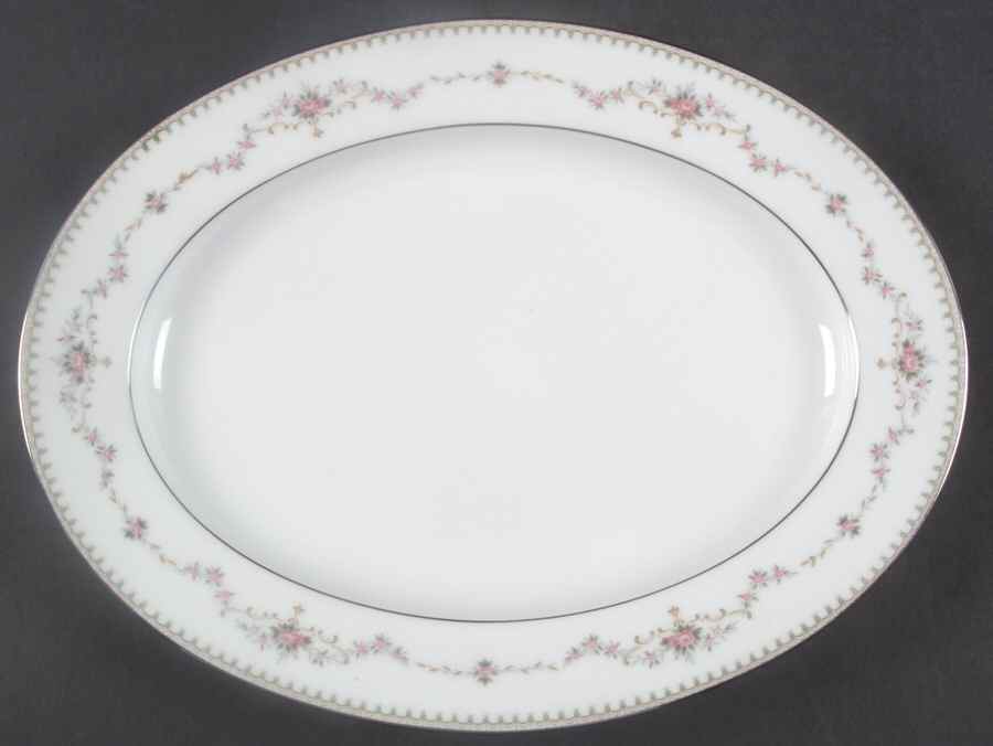 Fairmont (Platinum Trim) 11" Oval Serving Platter by Noritake-1