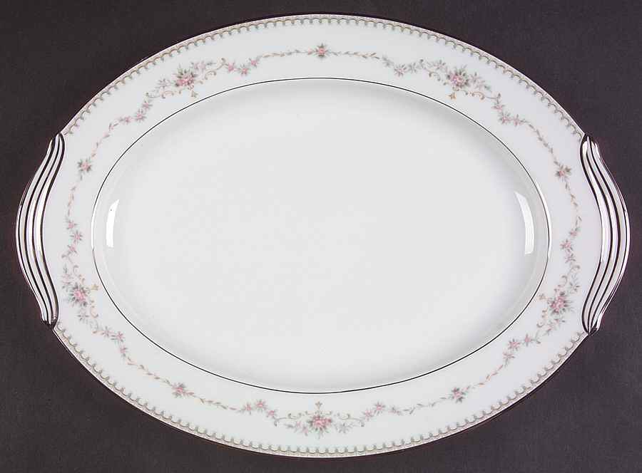 Fairmont (Platinum Trim) 11" Oval Serving Platter by Noritake-1