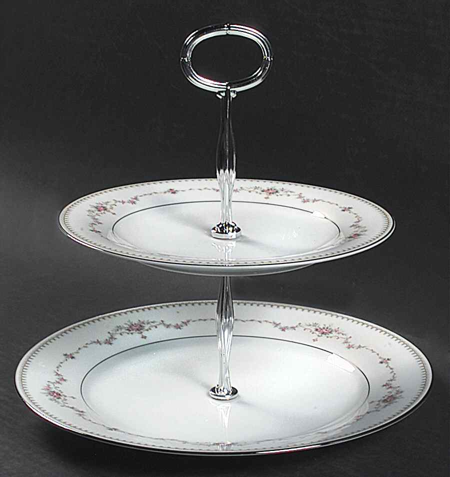 Fairmont (Platinum Trim) 6 5/8"-10"  2 Tiered Serving Tray (Dp, Sp) HC by Noritake-1