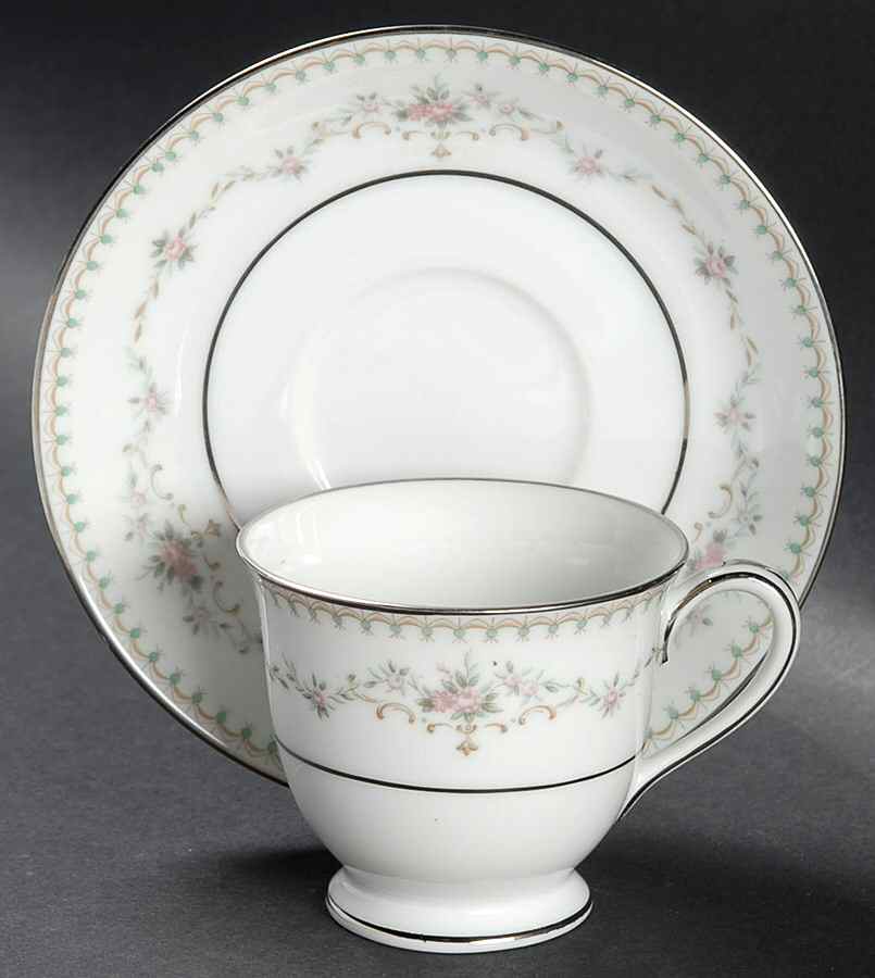 Fairmont (Platinum Trim) Footed Demitasse Cup & Saucer Set by Noritake-1