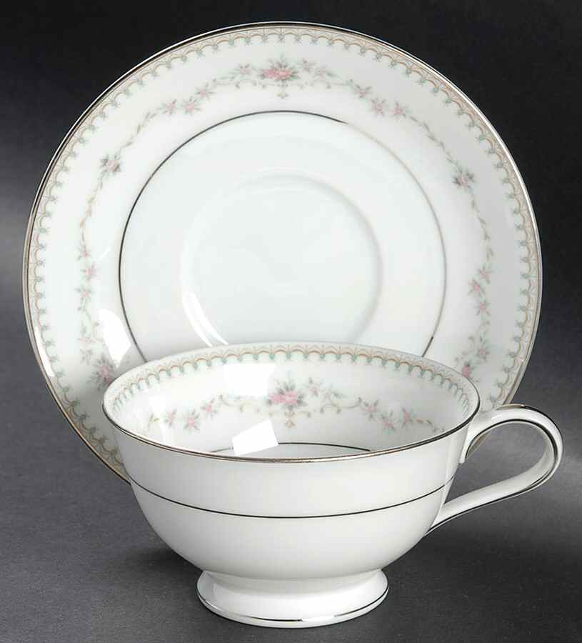 Fairmont (Platinum Trim) Footed Cup & Saucer Set by Noritake-1