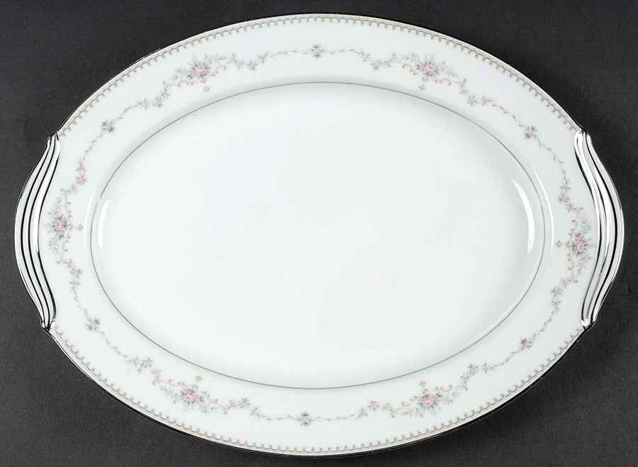 Fairmont (Platinum Trim) 13" Oval Serving Platter by Noritake-1
