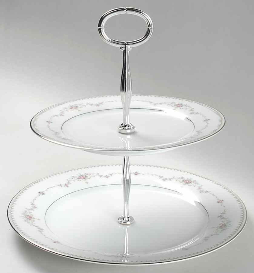 Fairmont (Platinum Trim) 2 Tiered Serving Tray (Dinner & Salad Plate) by Noritake-1