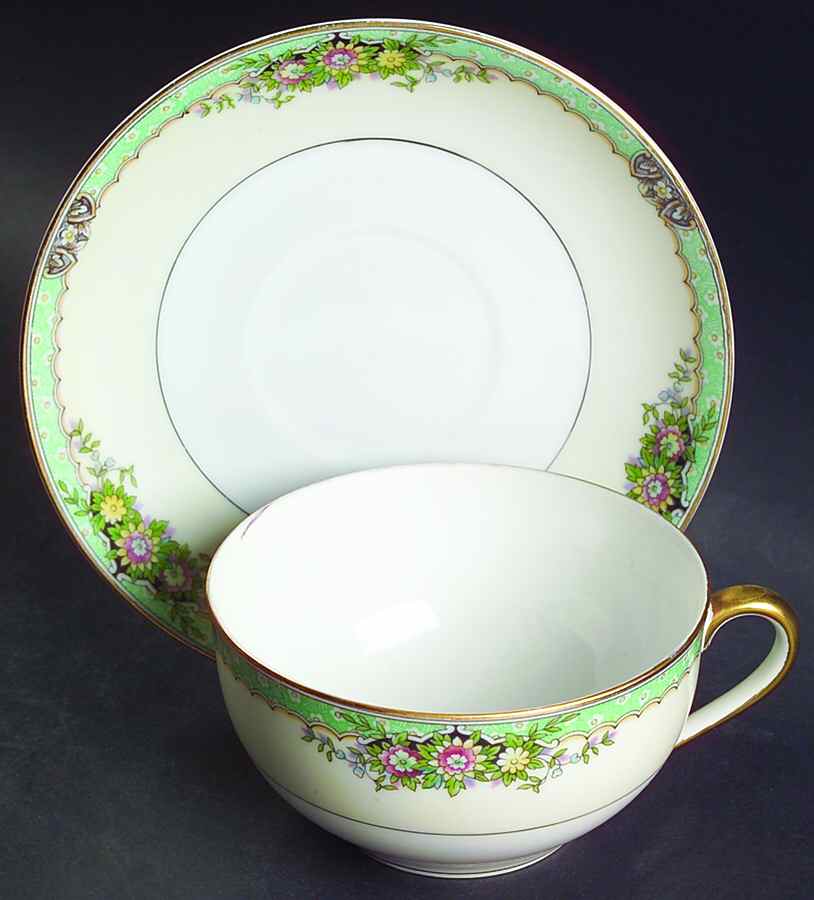 Fairmont (Gold Trim) Flat Cup & Saucer Set by Noritake-1