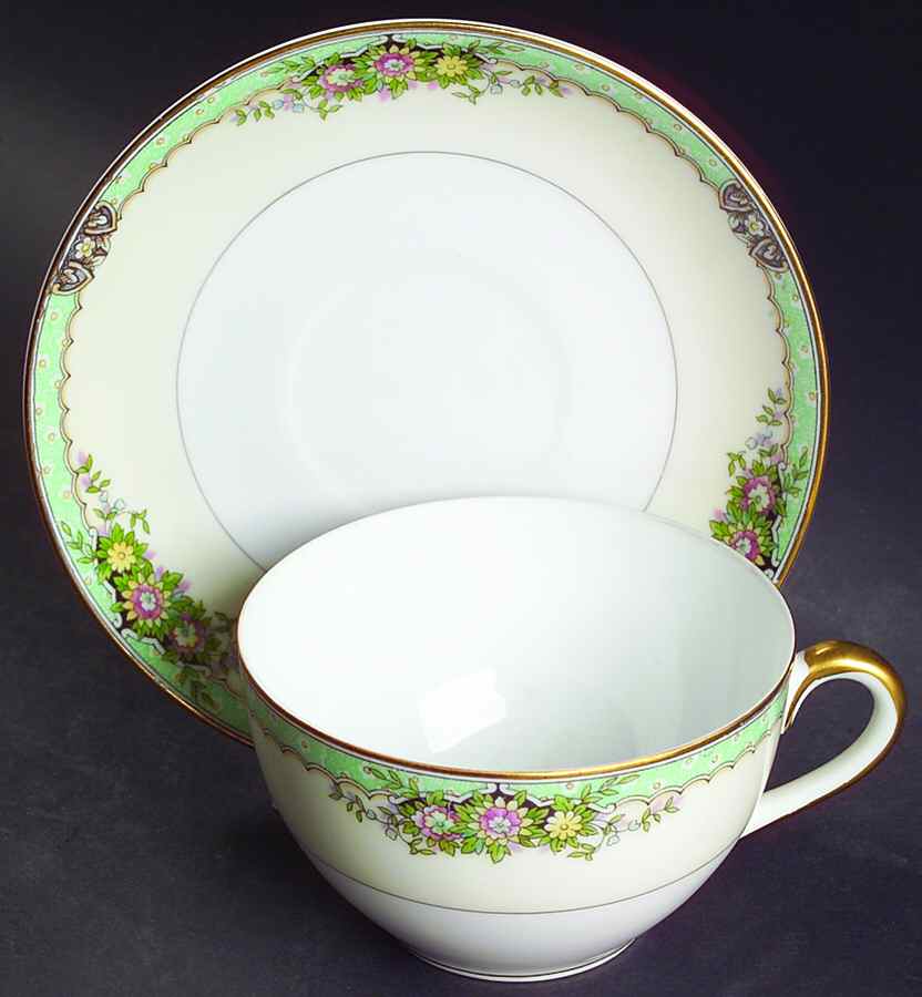Fairmont (Gold Trim) Flat Cup & Saucer Set by Noritake-1