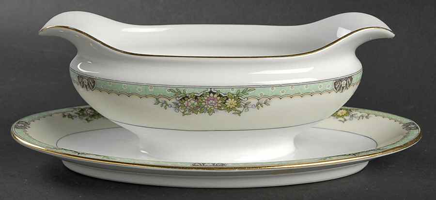 Fairmont (Gold Trim) Gravy Boat with Attached Underplate by Noritake-1