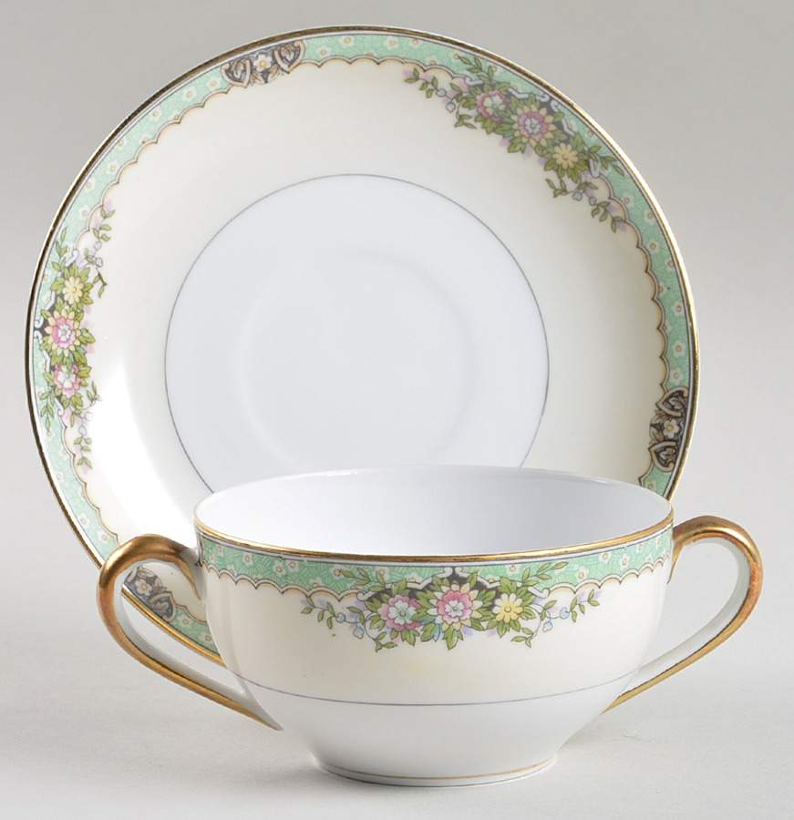 Fairmont (Gold Trim) Flat Bouillon Cup & Saucer by Noritake-1