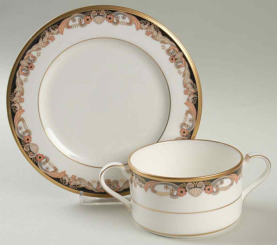 Farentino Cream Soup Bowl & Bread Plate/Saucer Set by Noritake-1