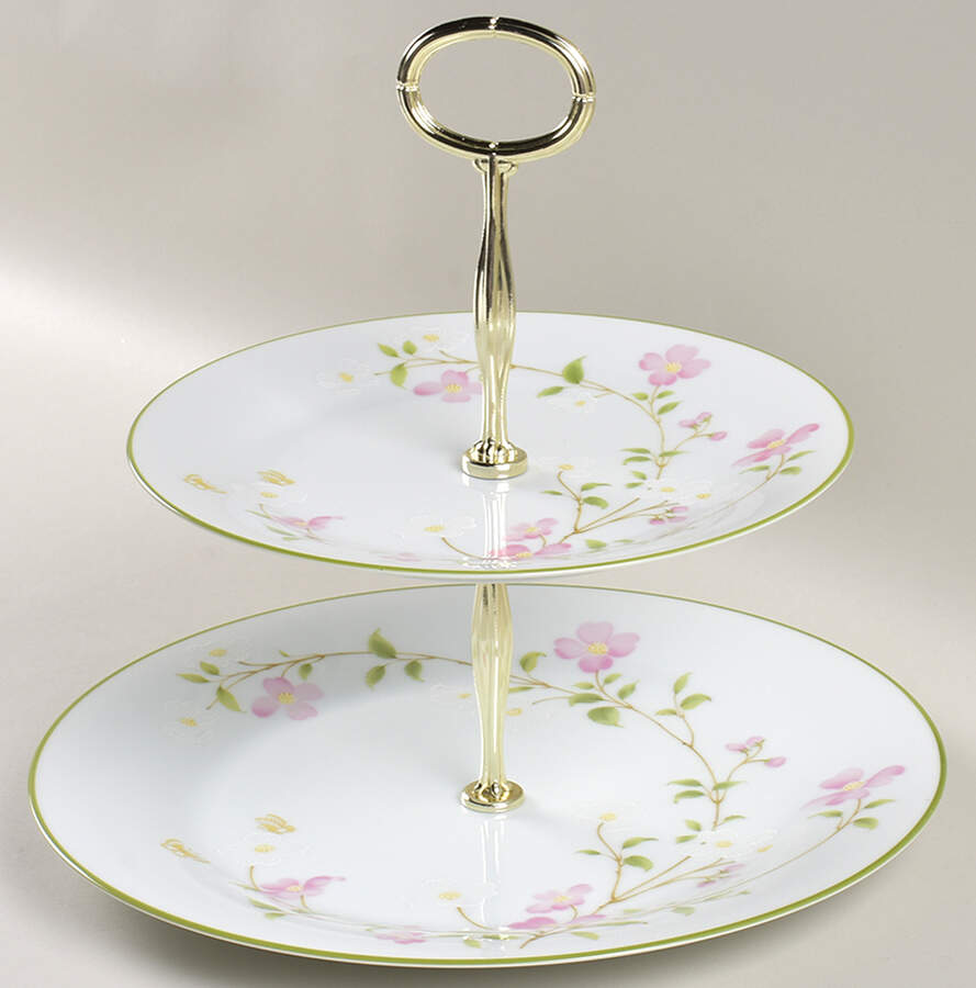 First Blush 6 5/8"-10"  2 Tiered Serving Tray (Dp, Sp) HC by Noritake-1