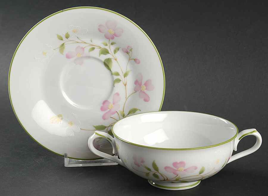 First Blush Footed Cream Soup Bowl & Cup Saucer Set by Noritake-1