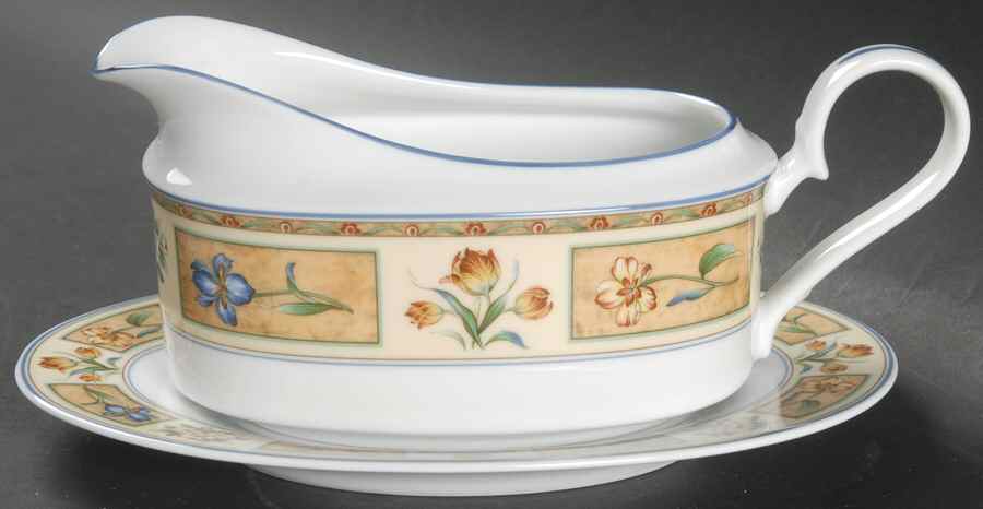 Fiesta Flowers Gravy Boat & Underplate by Noritake-1