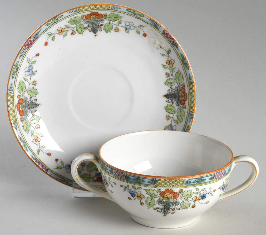 Florian Bassett Flat Bouillon Cup & Saucer by Noritake-1