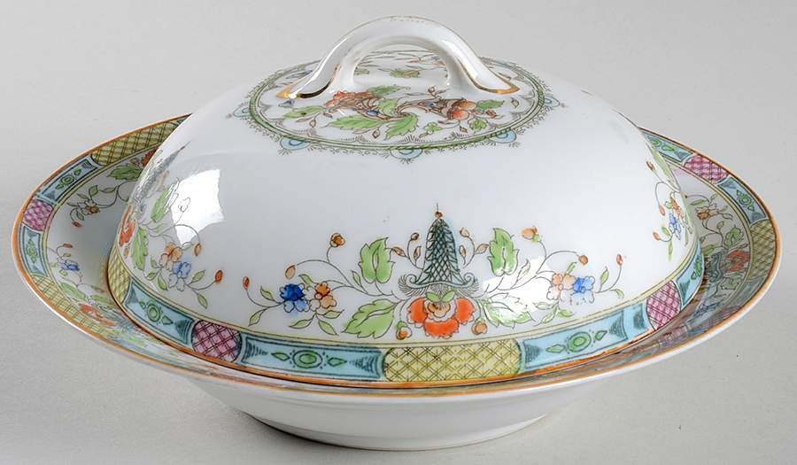 Florian Bassett Round Covered Butter by Noritake-1
