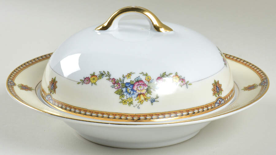 Fleurette Round Covered Butter with Strainer by Noritake-1
