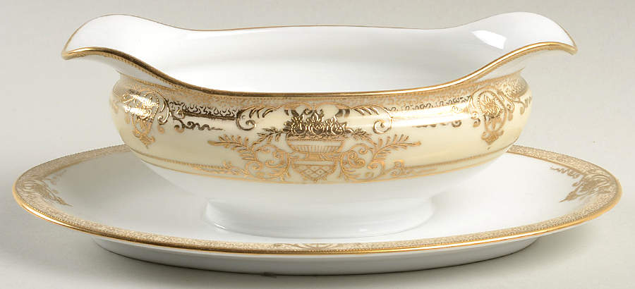 Fleurgold Gravy Boat with Attached Underplate by Noritake-1