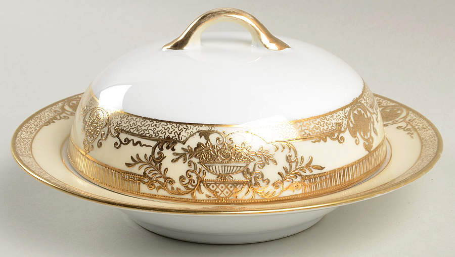 Fleurgold Round Covered Butter by Noritake-1