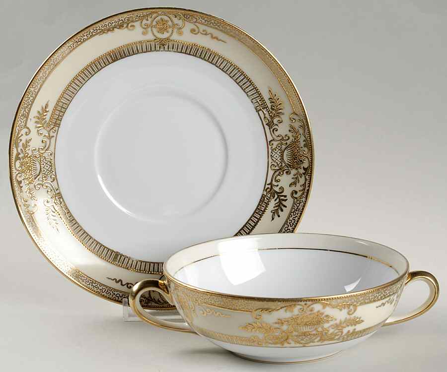 Fleurgold Flat Cream Soup Bowl & Saucer Set by Noritake-1